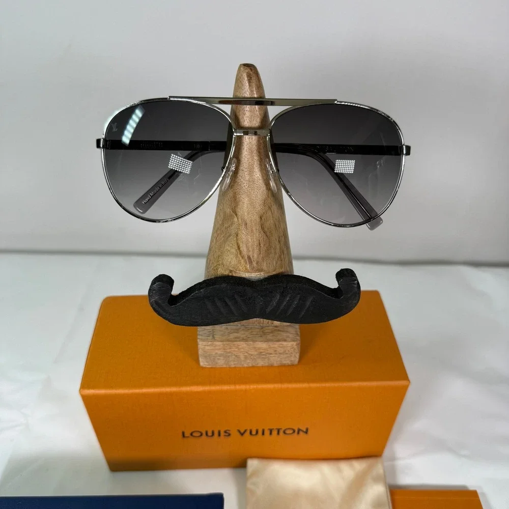 Louis Vuitton Attitude Sunglasses Silver Damier Aviator Z0340U Grey Gradient